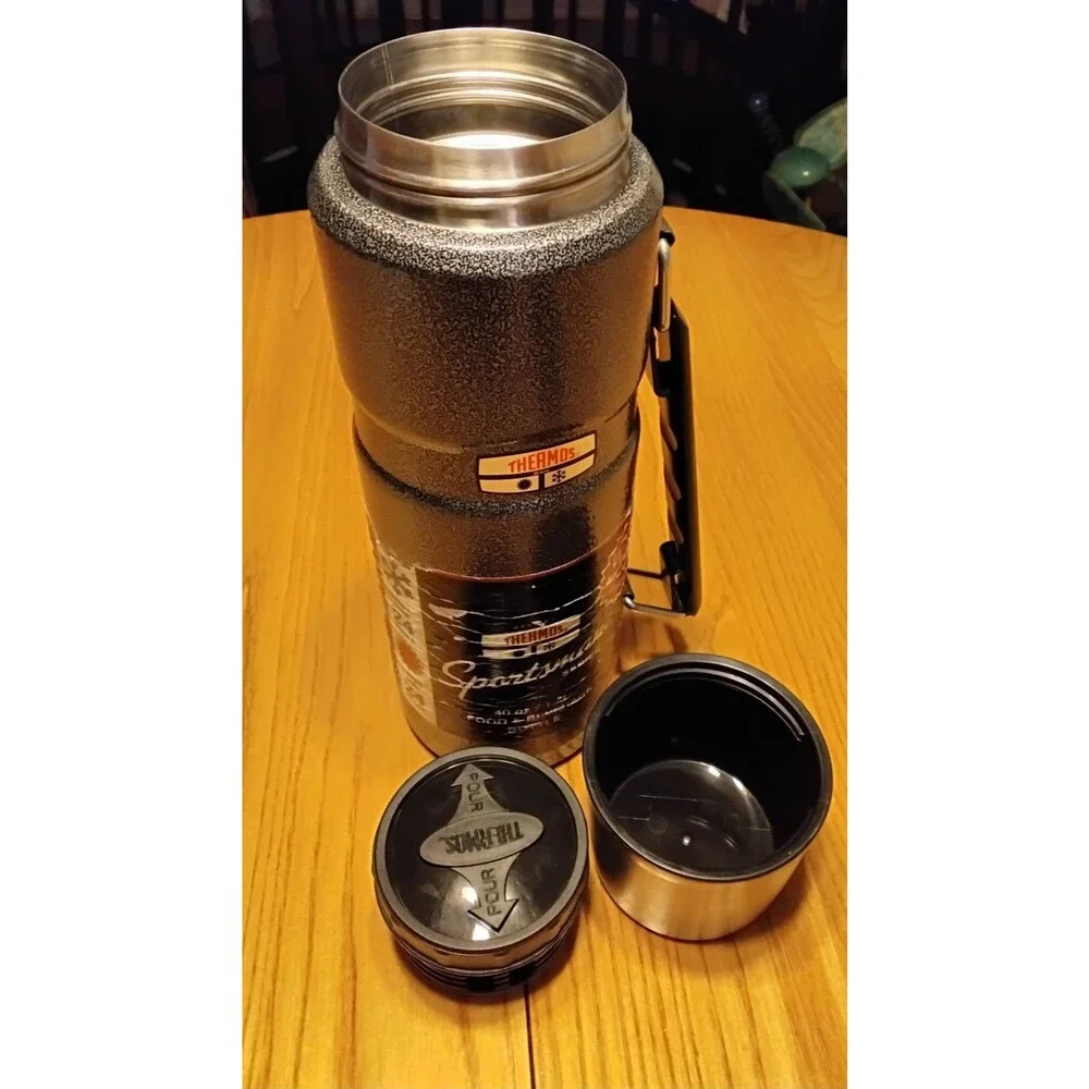 Thermos Sportsman Thermos Vintage Metal SS Cup 40oz. Screw Top Lid & Cup